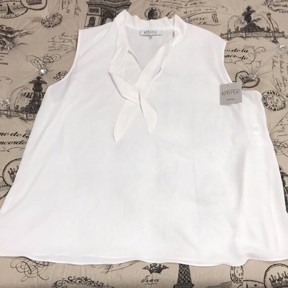 Kasper Plus Size Tie-Neck Crepe Blouse - Picture 3 of 6